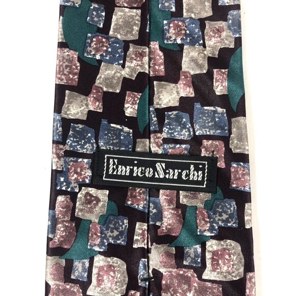 Vitg Enrico Sarchi All Silk Neck Tie Abstract Geometric Dark Multicolor Made USA - Picture 3 of 7